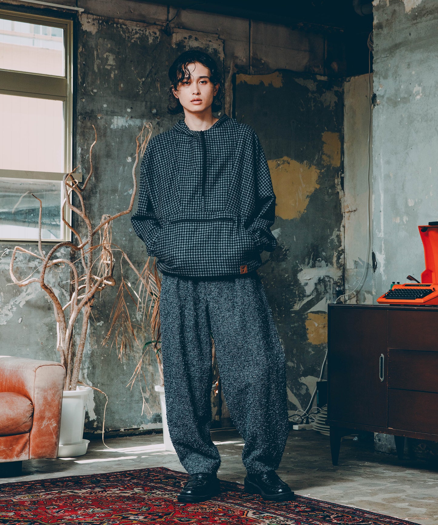 CHECK PULLOVER PARKA