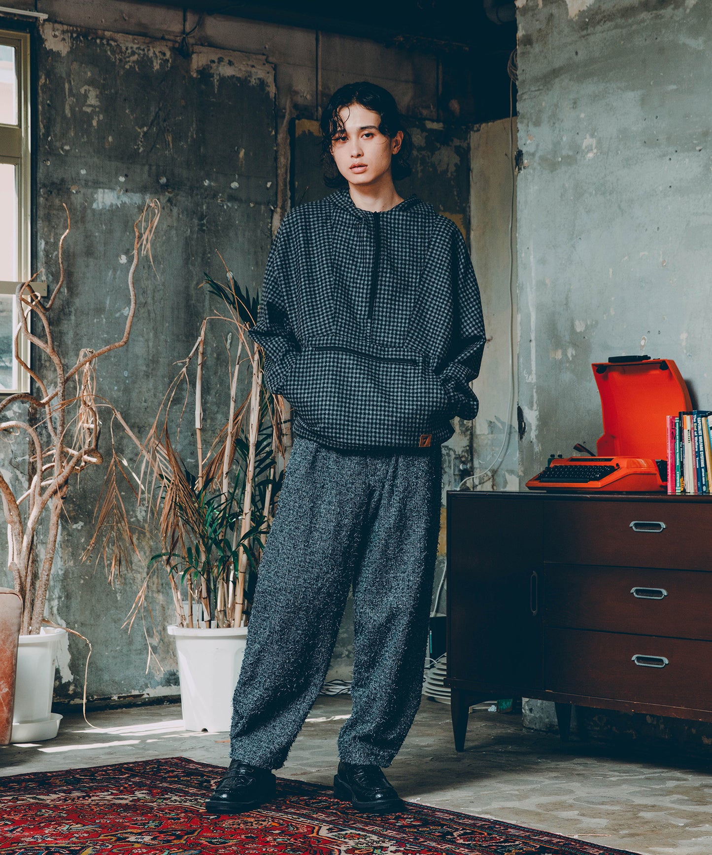 CHECK PULLOVER PARKA