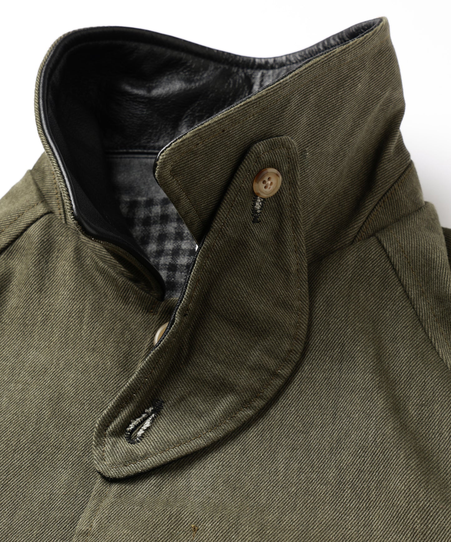 LEATHER COLLAR FADE OVER COAT