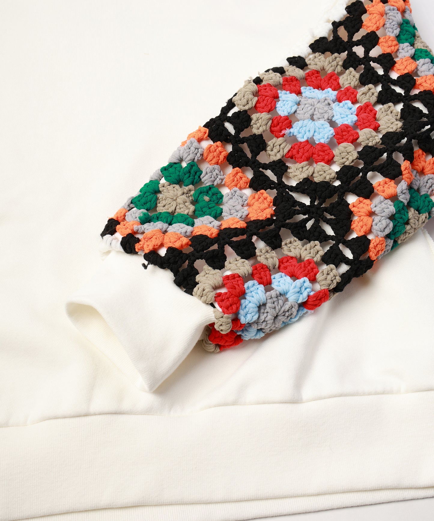CROCHET SLEEVE SWEAT