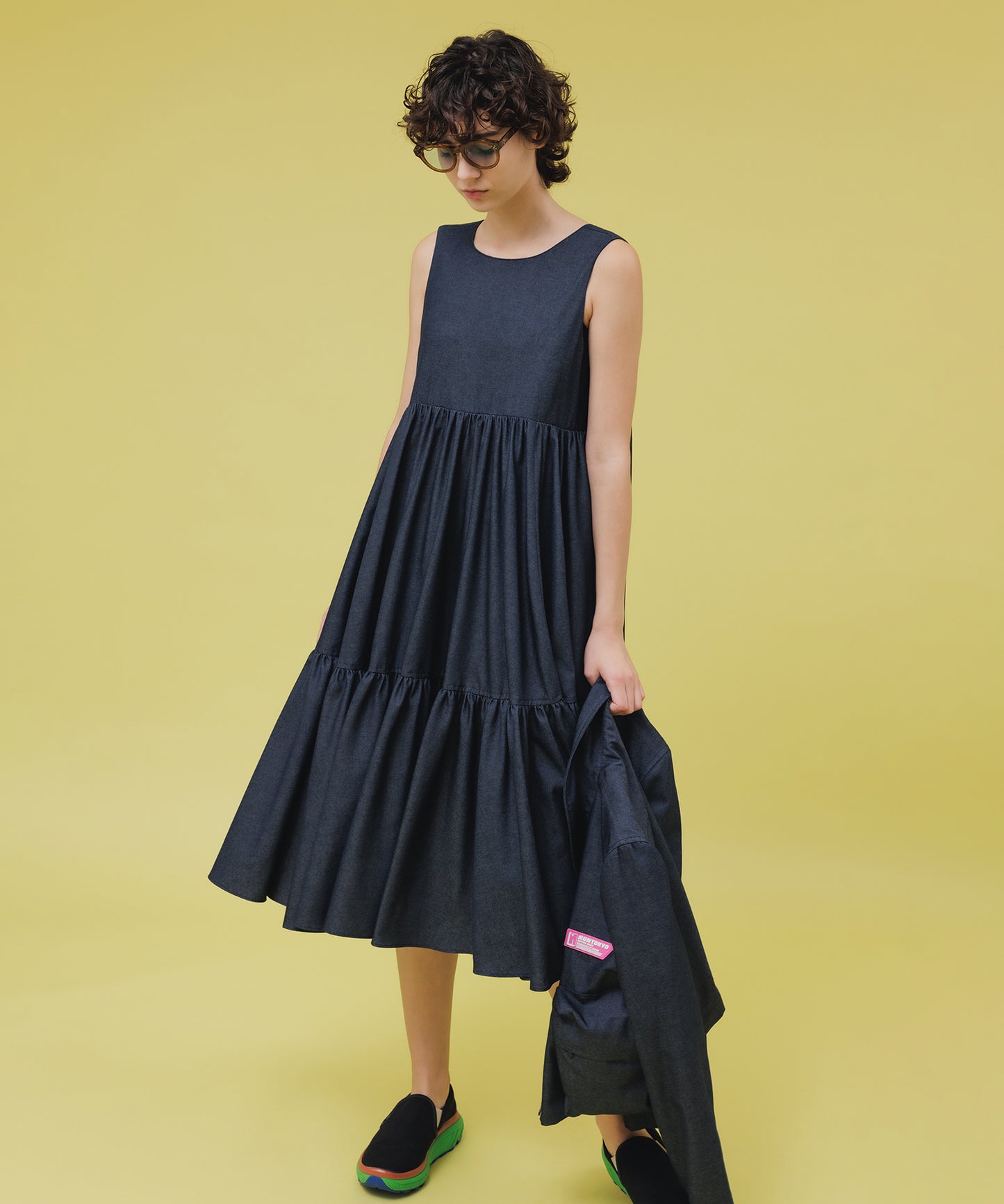 2FACE FLARE DENIM ONE-PIECE【納期2月下旬】
