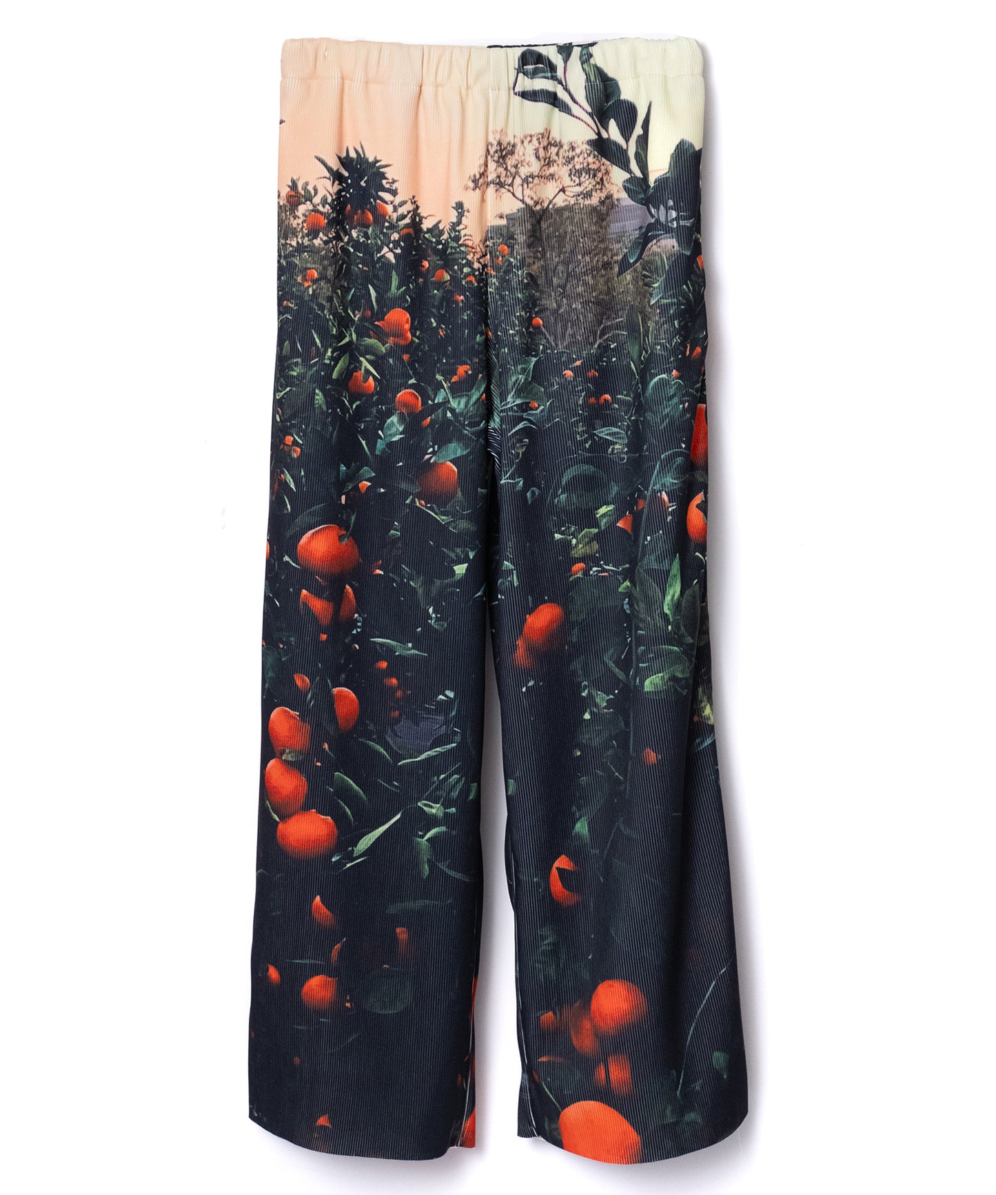PRINT RIB WIDE PANTS