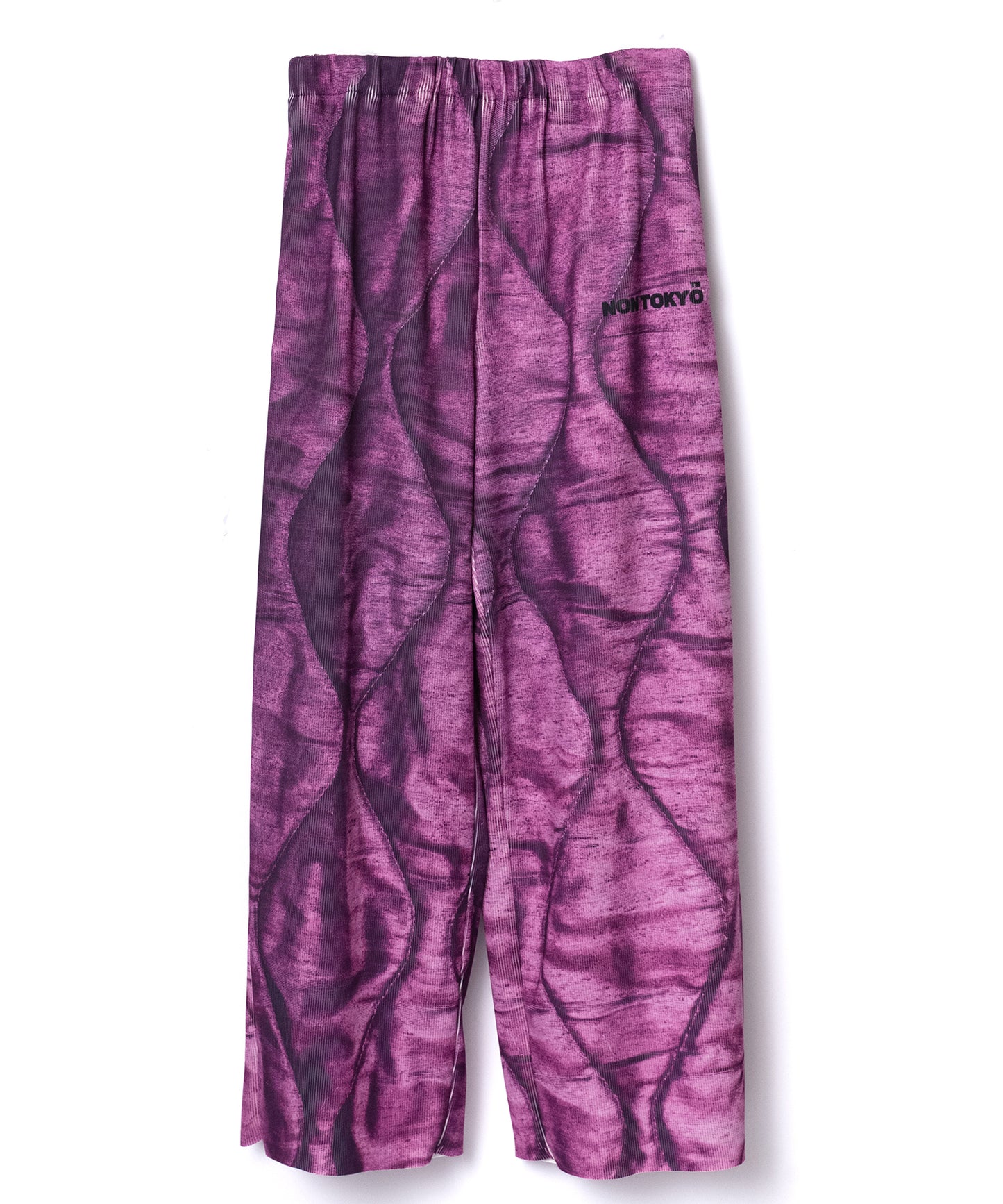PRINT RIB WIDE PANTS