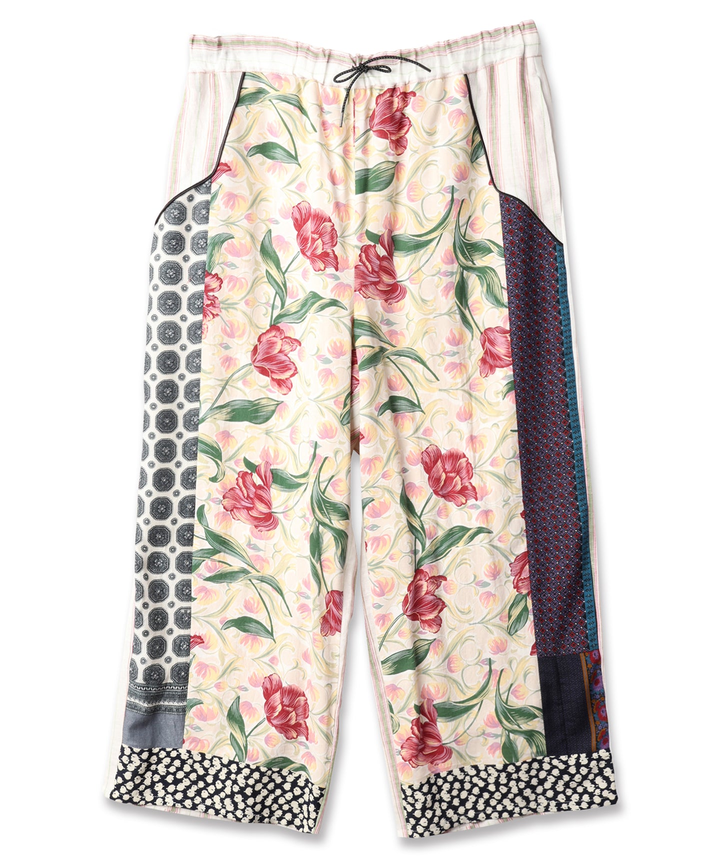 ANLIO × YEAH RIGHT!! Patchwork Wide Easy Pants (Stripe)