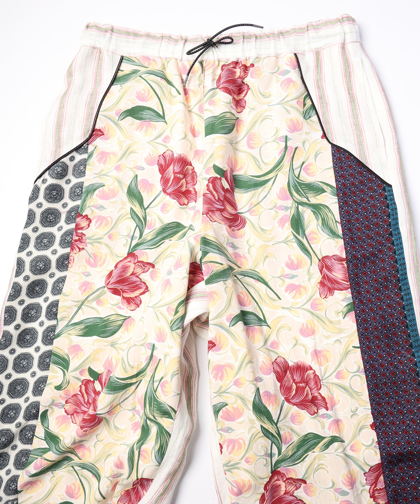 ANLIO × YEAH RIGHT!! Patchwork Wide Easy Pants (Stripe)
