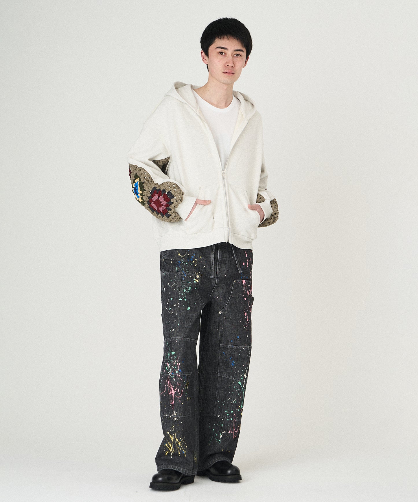 CROCHET SLEEVE SWEAT PARKA