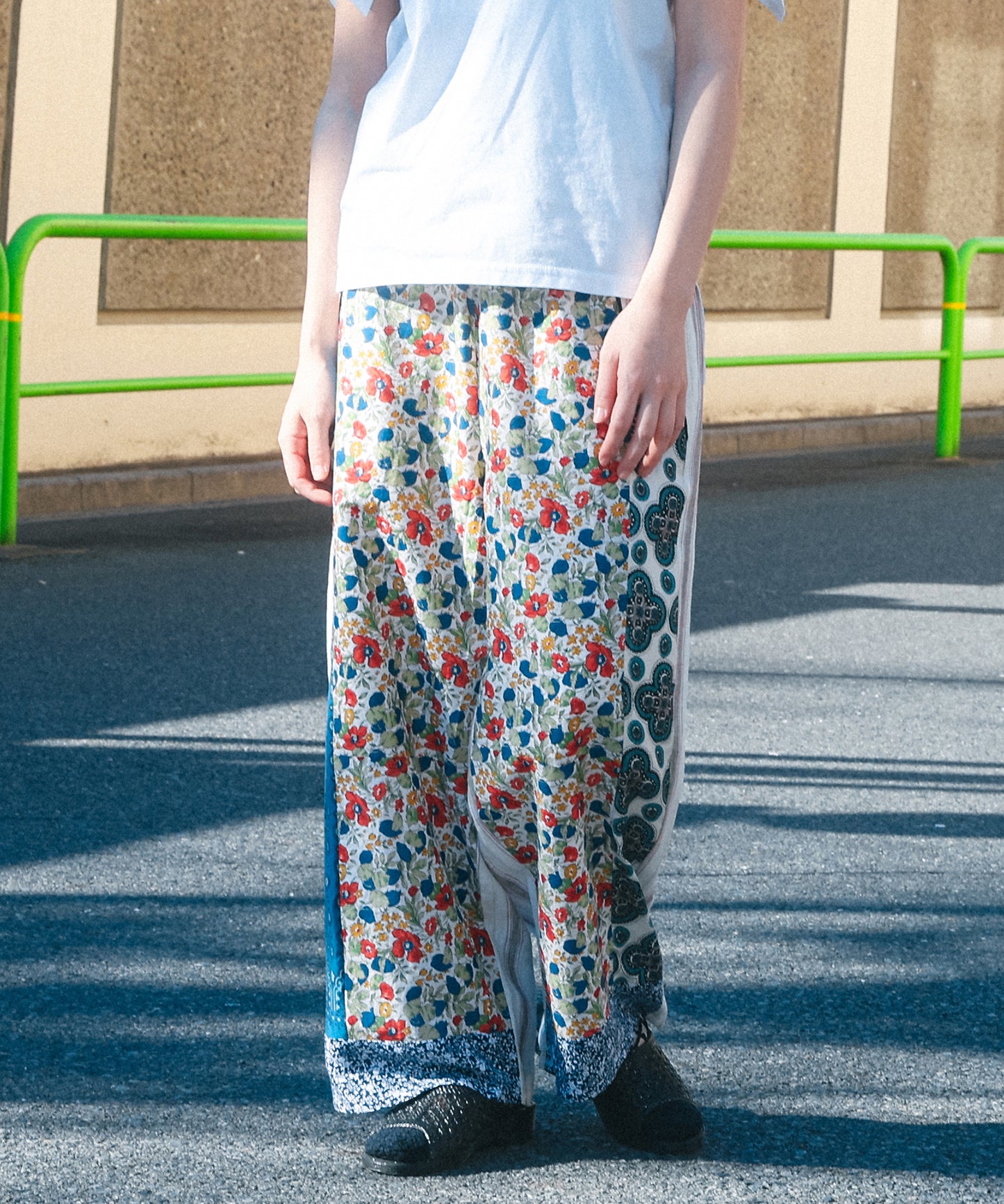 ANLIO × YEAH RIGHT!! Patchwork Wide Easy Pants (Stripe)