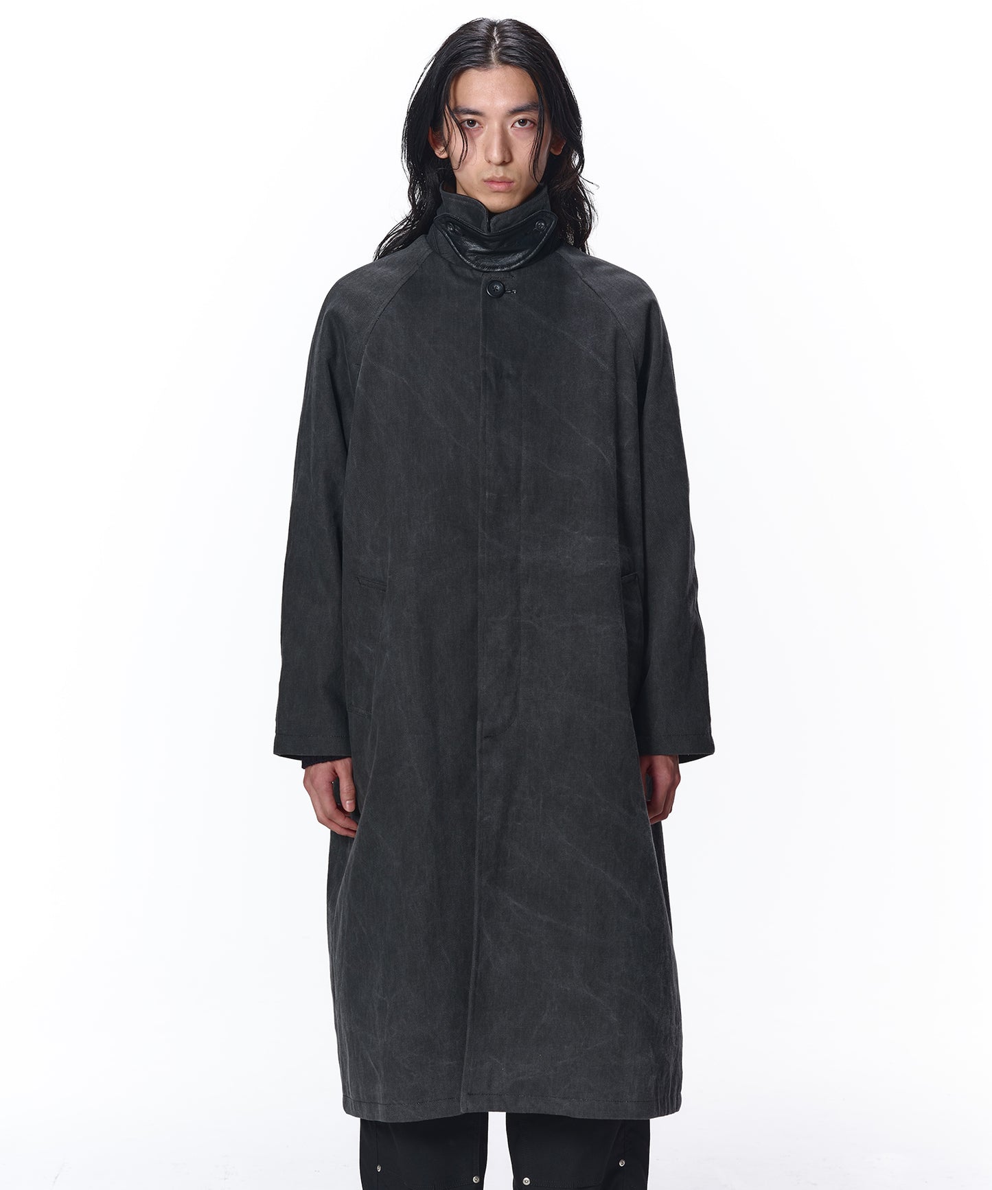 LEATHER COLLAR FADE OVER COAT