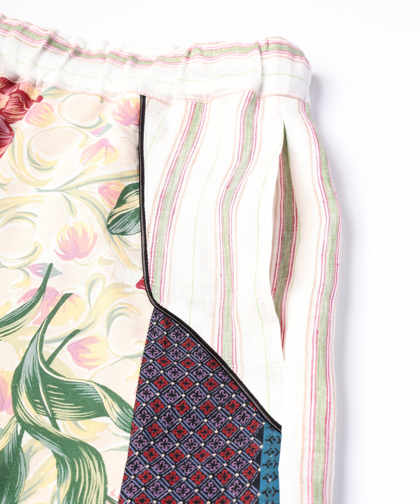 ANLIO × YEAH RIGHT!! Patchwork Wide Easy Pants (Stripe)