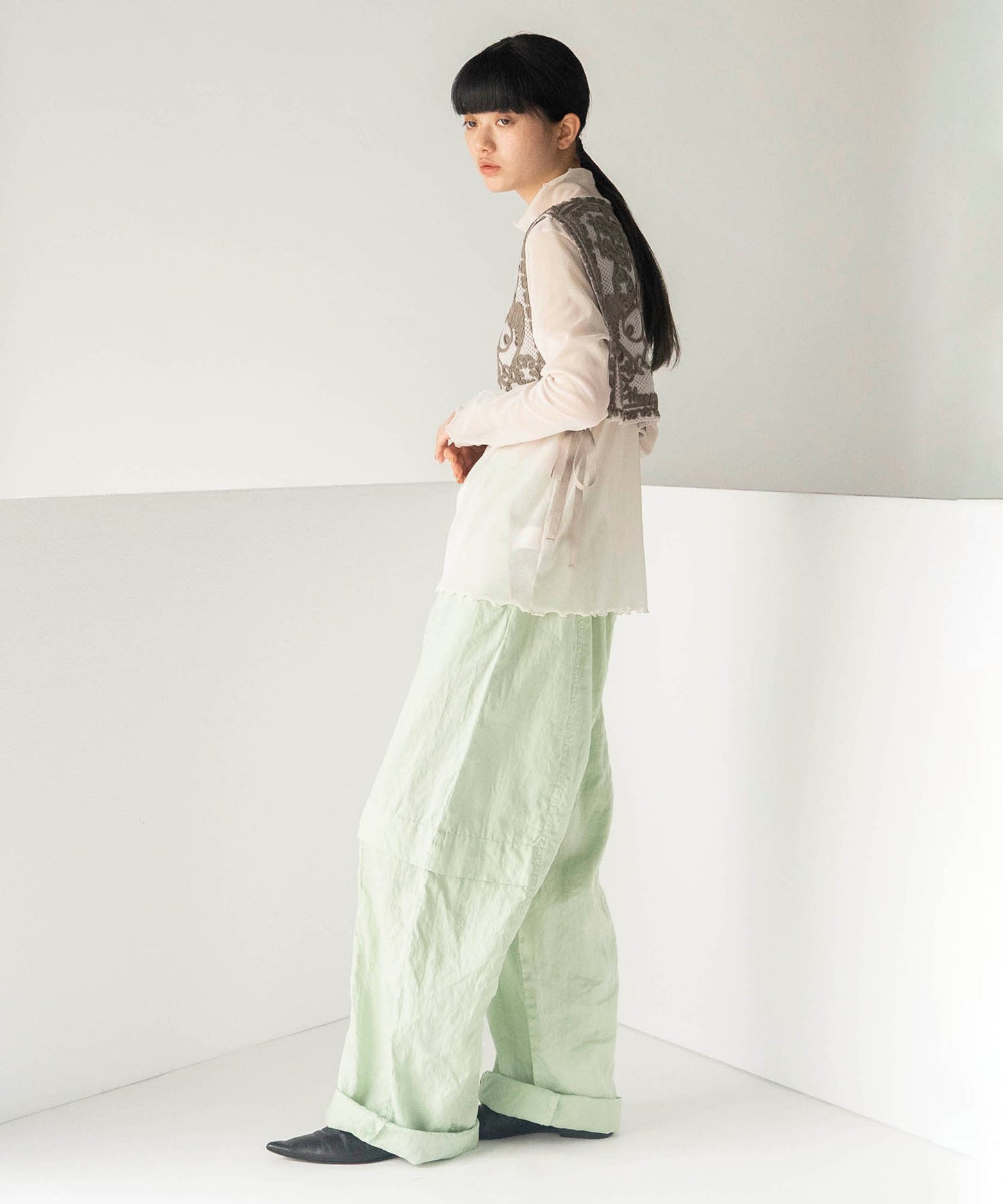 CRASH SATIN LOOSE WIDE PANTS