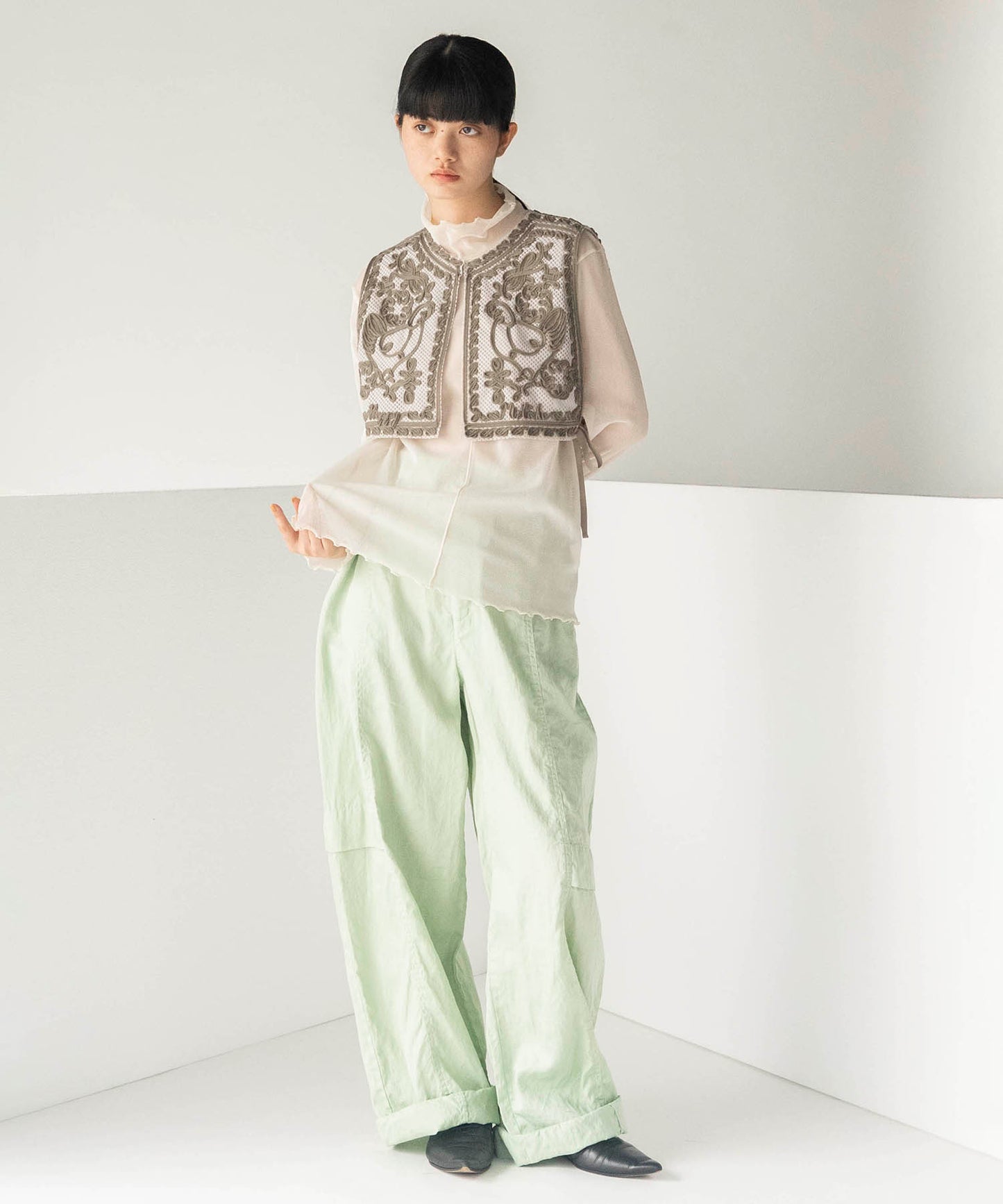 CRASH SATIN LOOSE WIDE PANTS