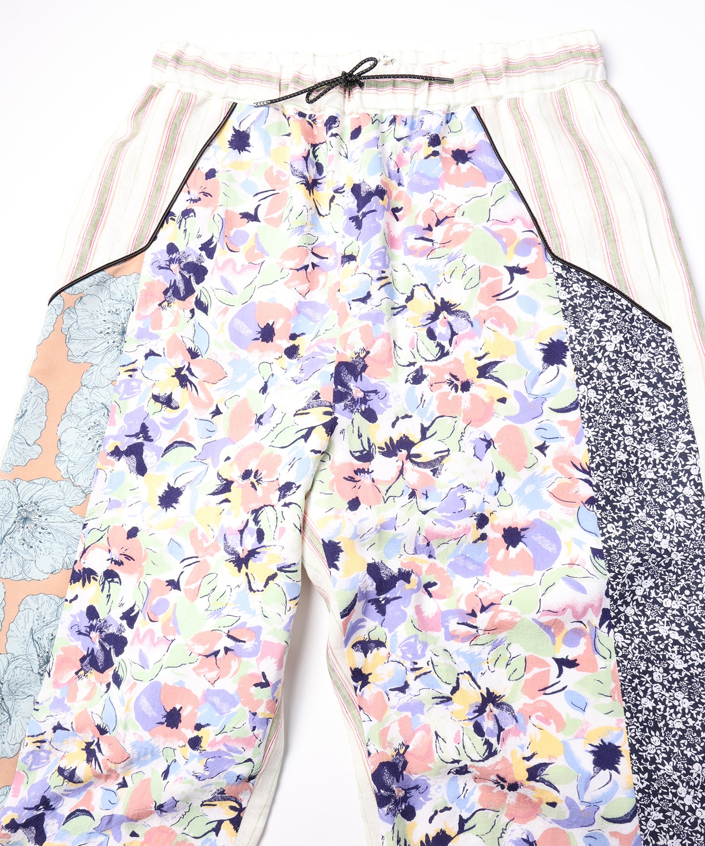 ANLIO × YEAH RIGHT!! Patchwork Wide Easy Pants (Stripe)