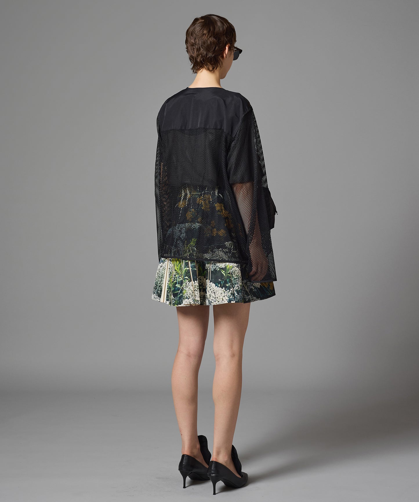 DIRECT PRINT RIB GATHER MINI SKIRT