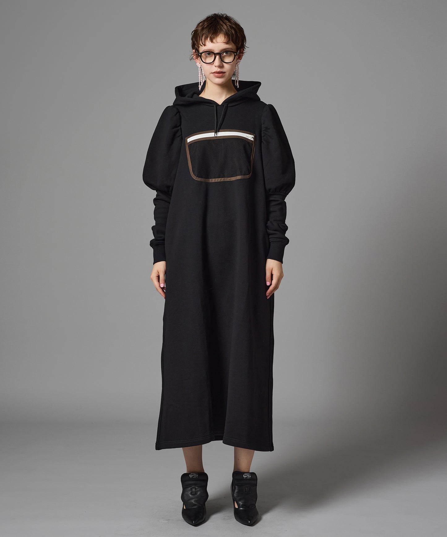MESH POCKET PUFFSLEEVE ONE-PIECE