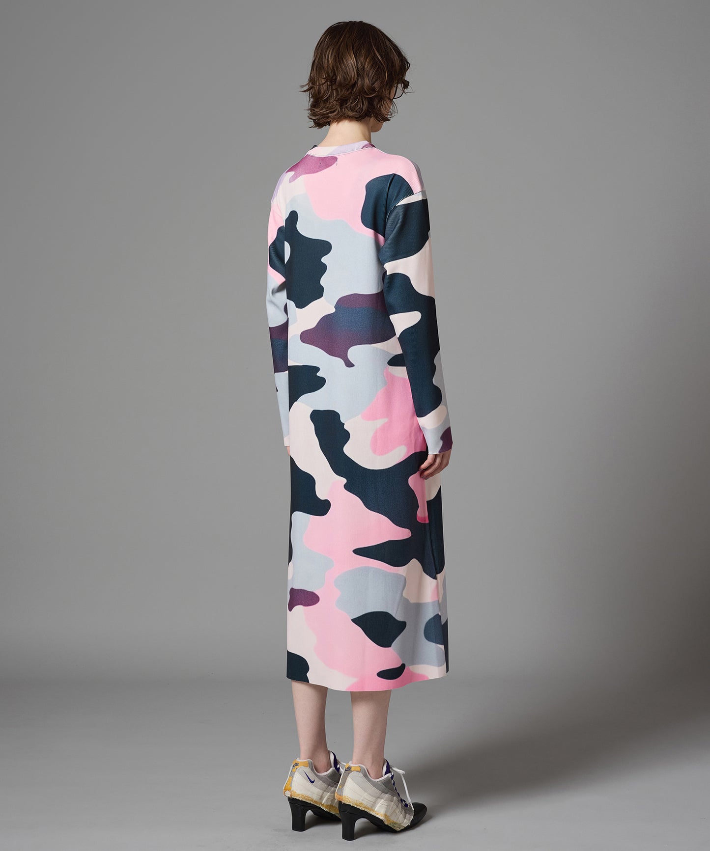 PRINT RIB L/S ONE-PIECE