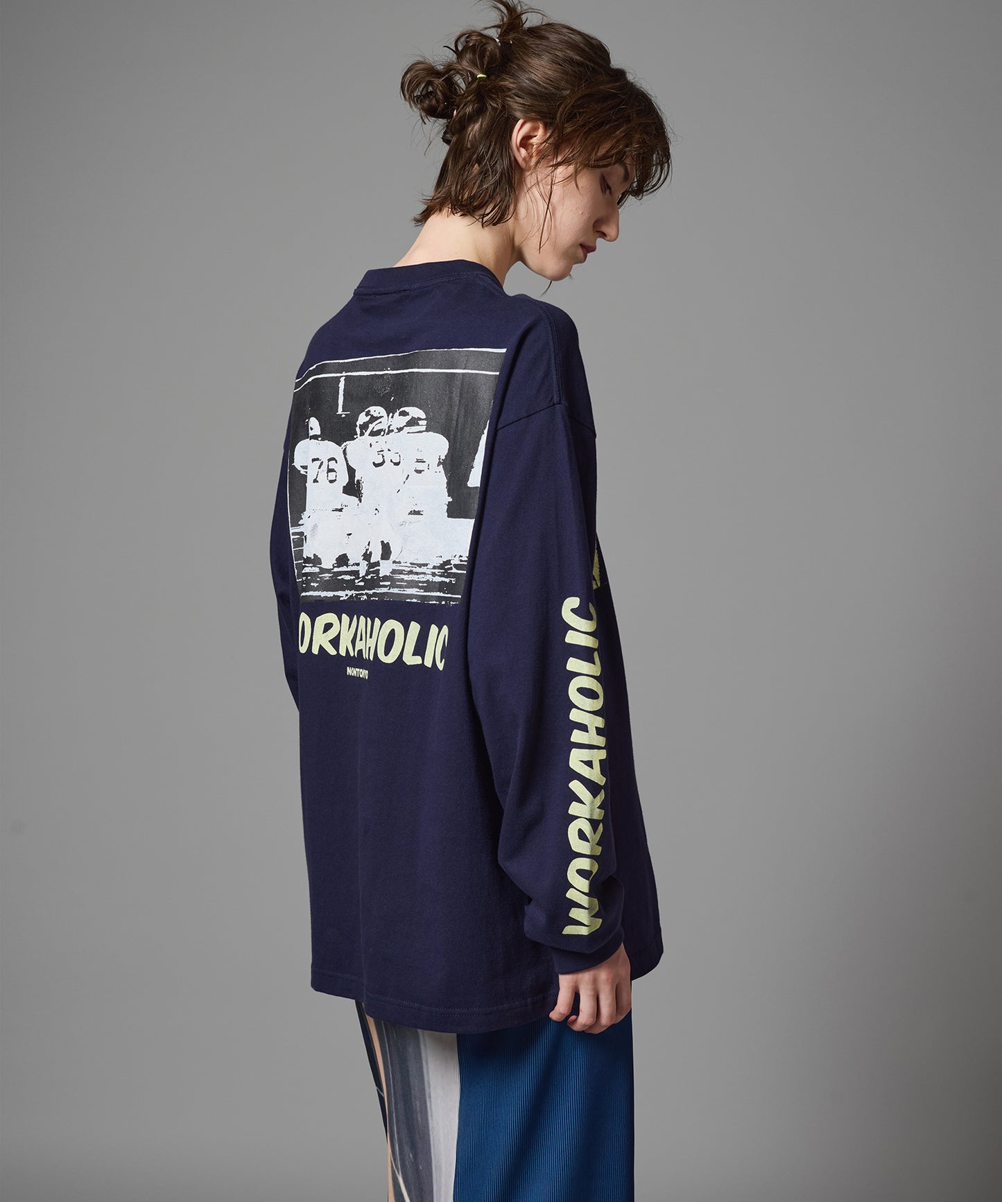 PRINT L/S T-SHIRT(WORKAHOLIC)