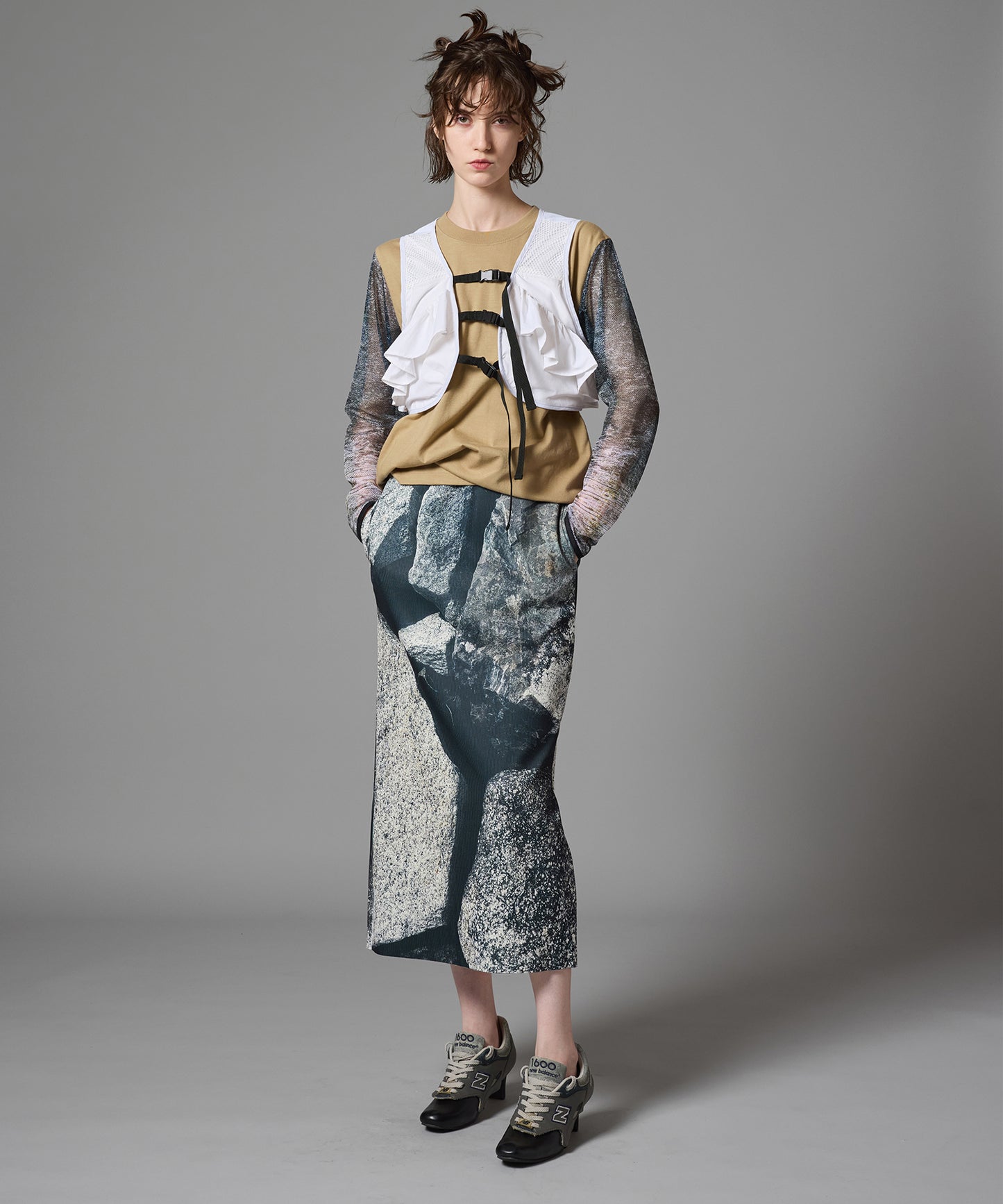 PRINT RIB SKIRT