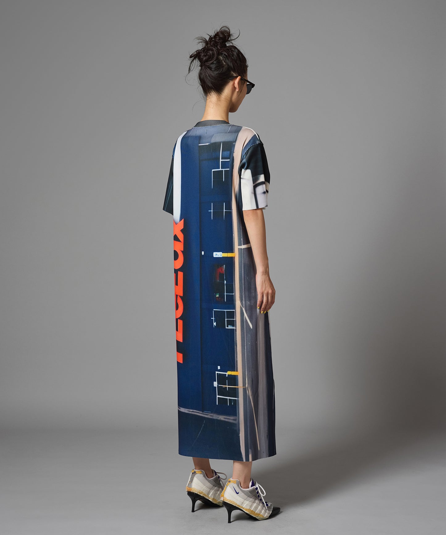 PRINT RIB HALF SLEEVE ONE-PIECE
