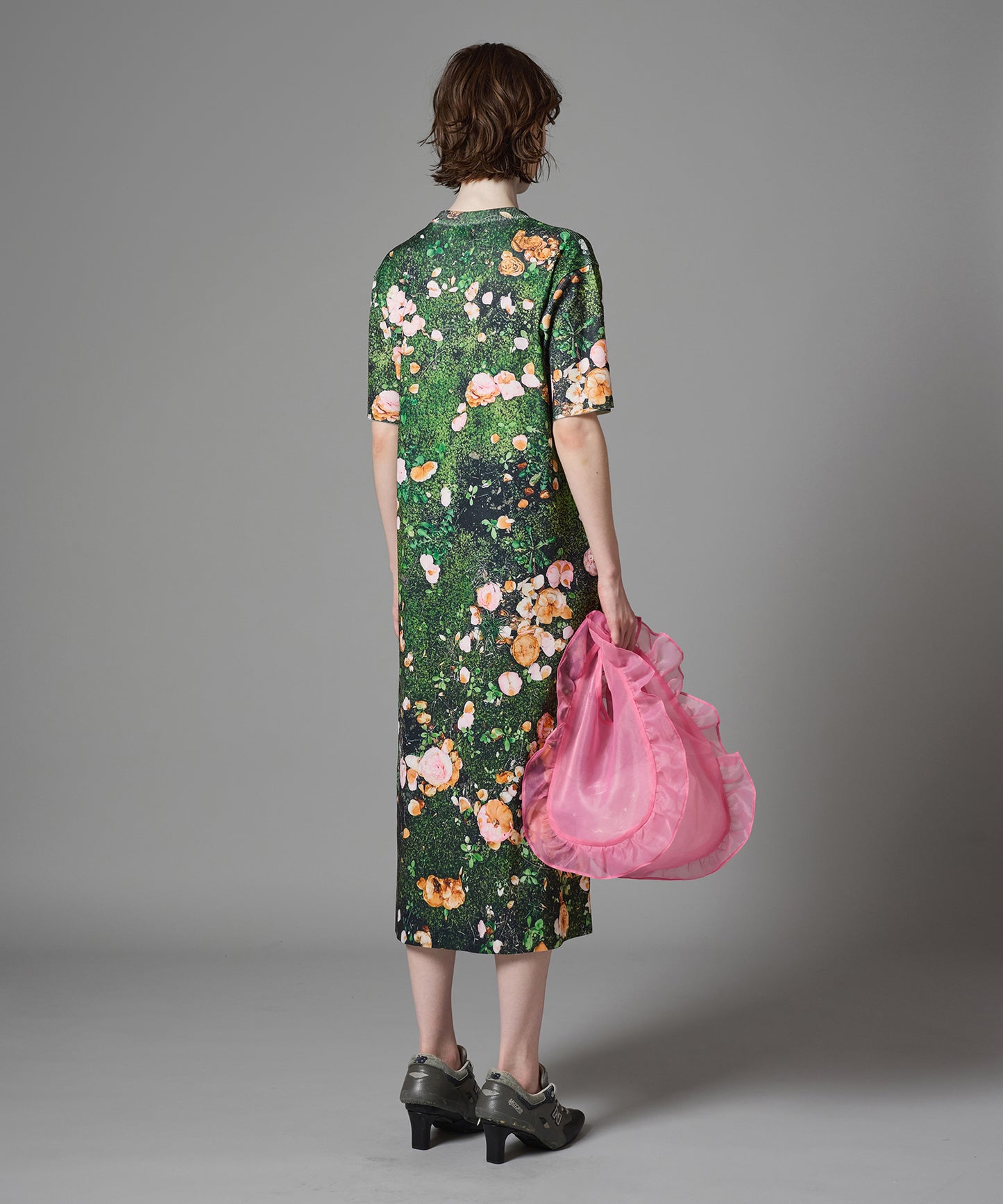 PRINT RIB HALF SLEEVE ONE-PIECE