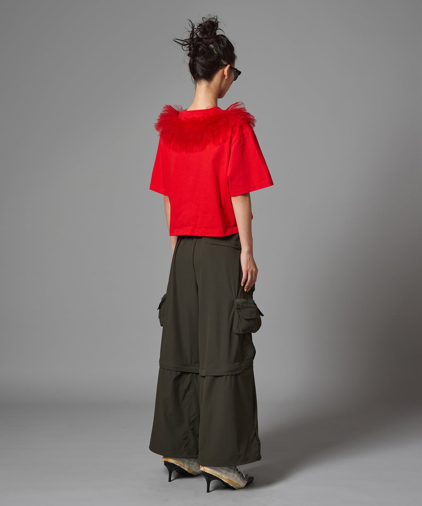 FRILL TULLE COLLAR T-SHIRT