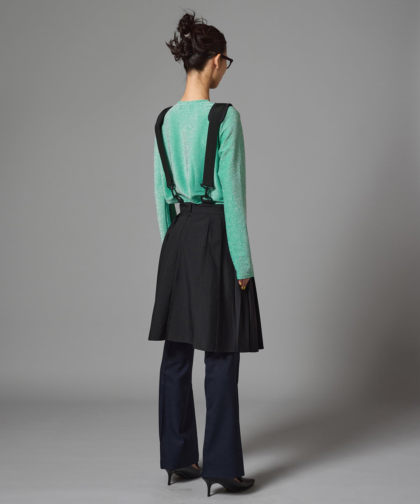 2WAY SHOULDER GIMMICK PLEATS SKIRT