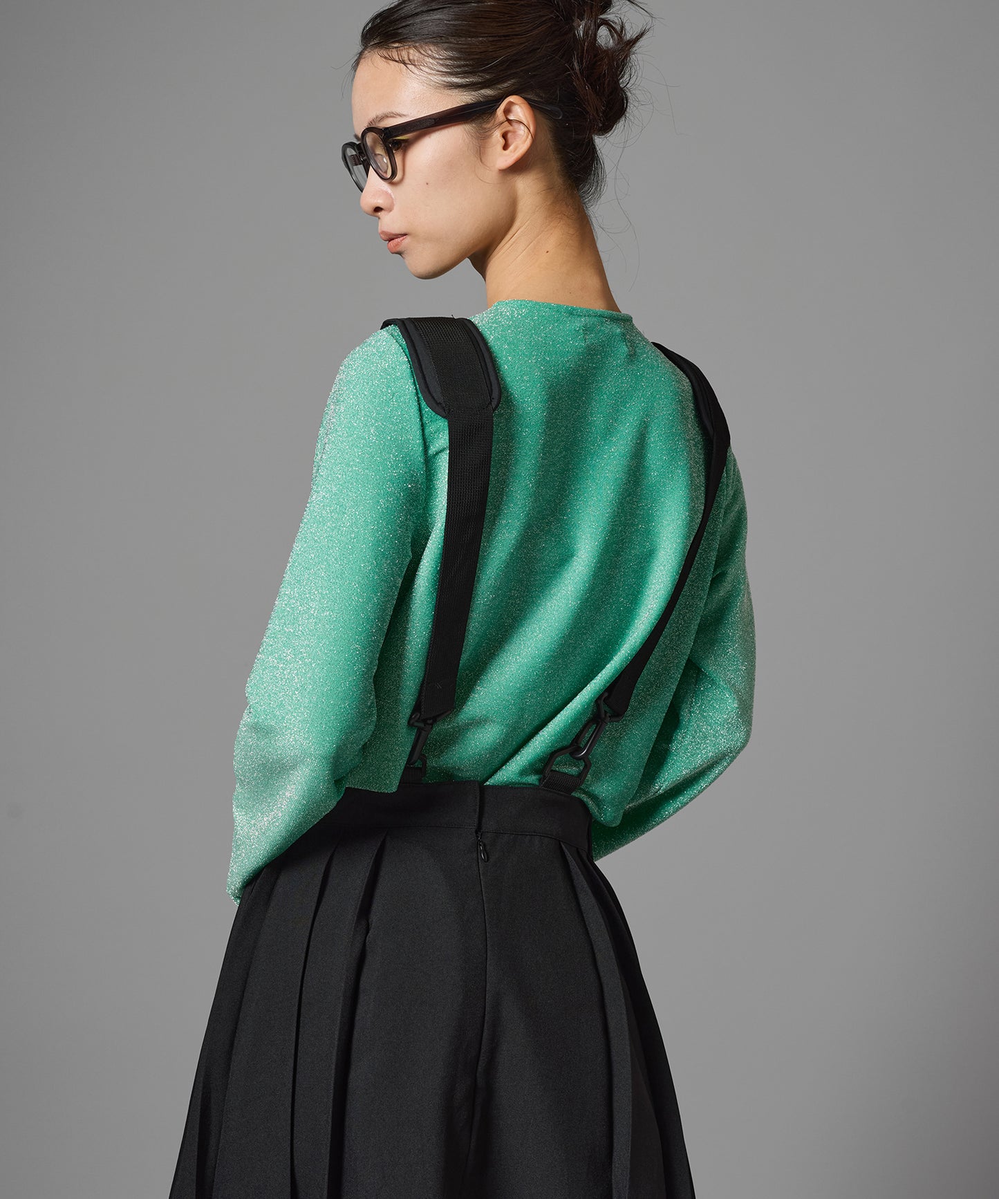 2WAY SHOULDER GIMMICK PLEATS SKIRT