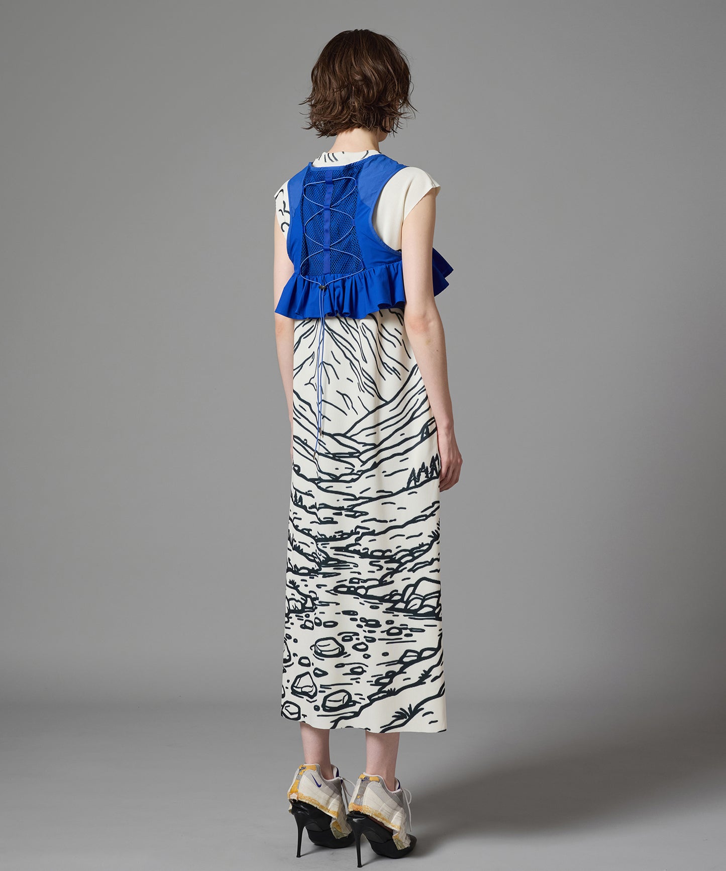 PRINT RIB NO SLEEVE ONE-PIECE
