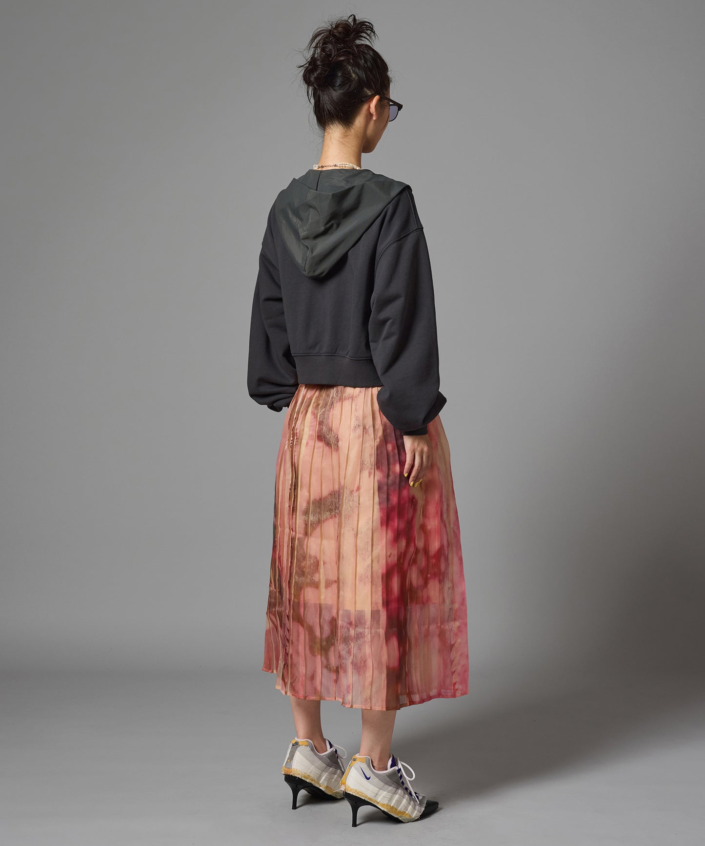 DIRECT PRINT SHEER PLEATS SKIRT