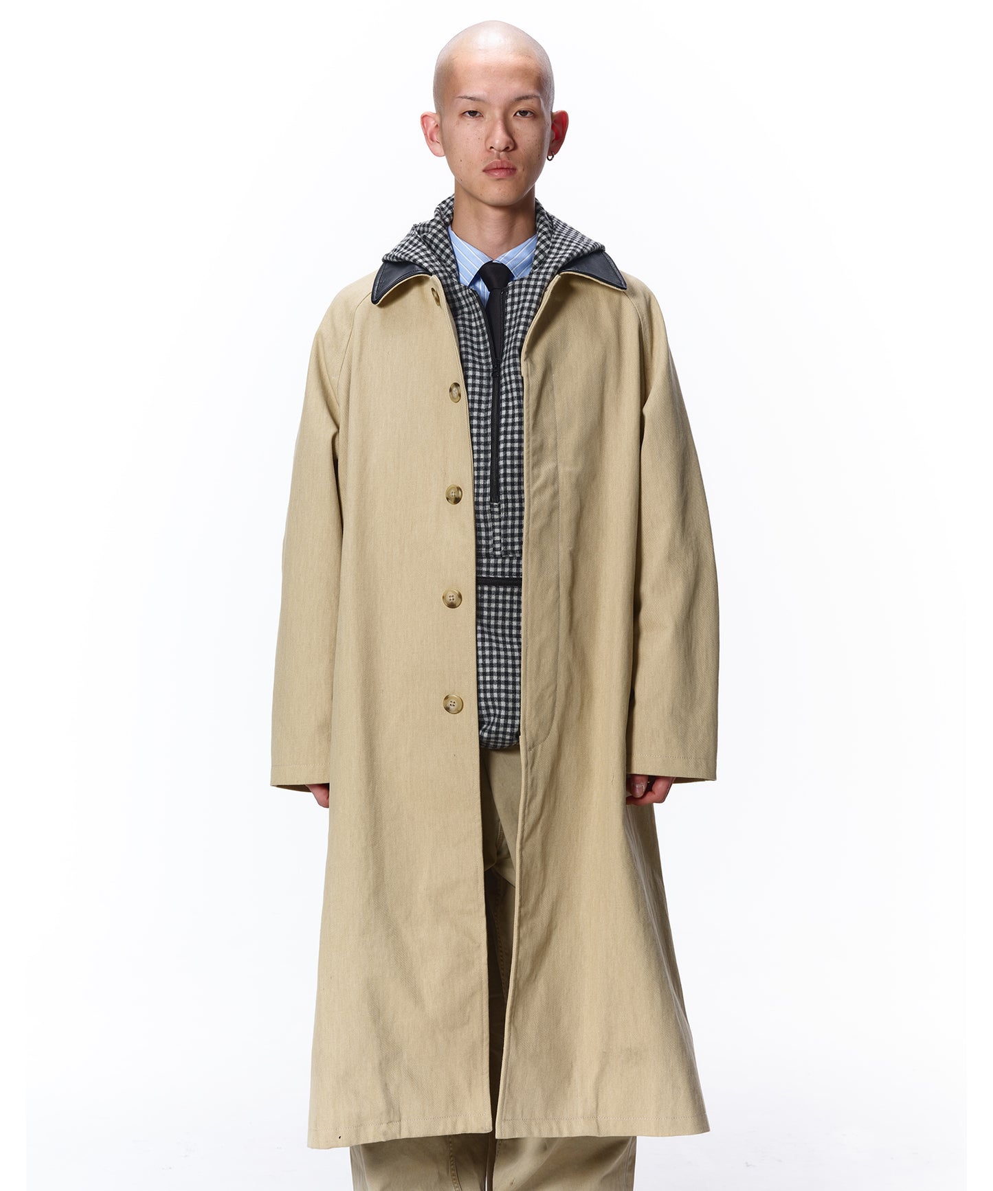 LEATHER COLLAR FADE OVER COAT
