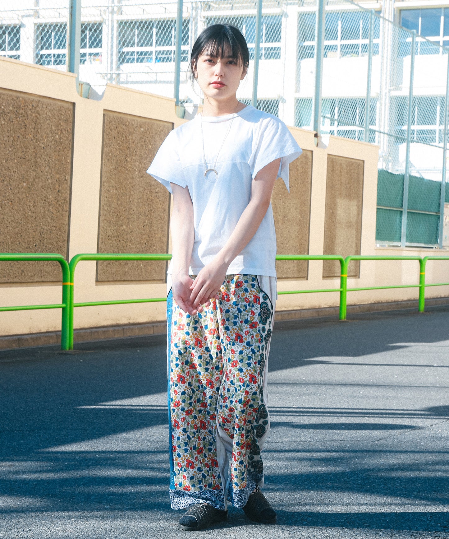 ANLIO × YEAH RIGHT!! Patchwork Wide Easy Pants (Stripe)