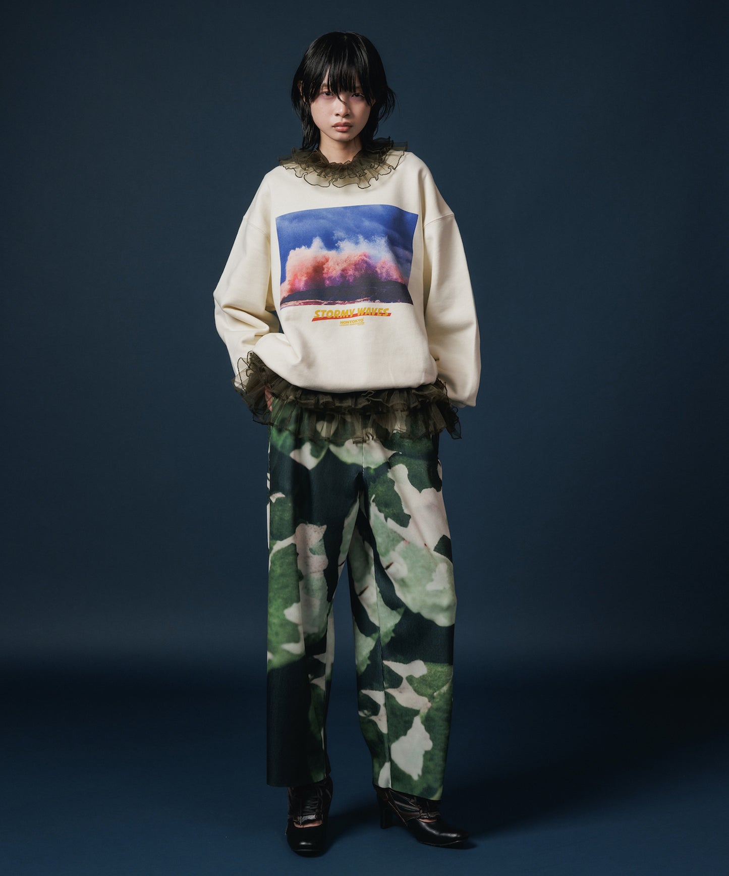 PRINT PULLOVER SWEAT(WAVE)【納期10月下旬】