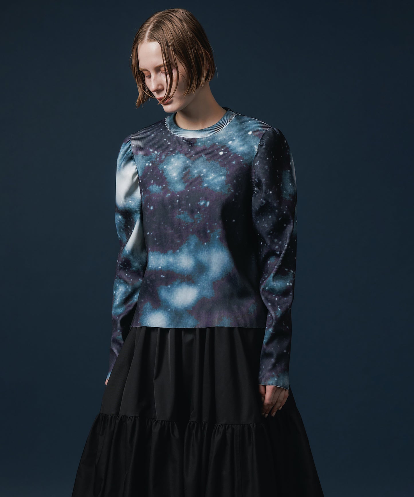PRINT RIB PUFF SLEEVE C/S 【納期8月下旬】