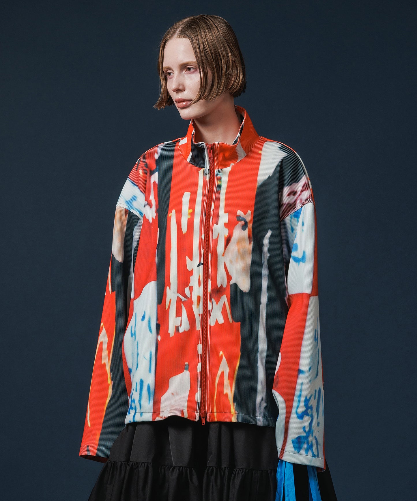 PRINT RIB ZIP-UP BLOUSON【納期10月下旬】