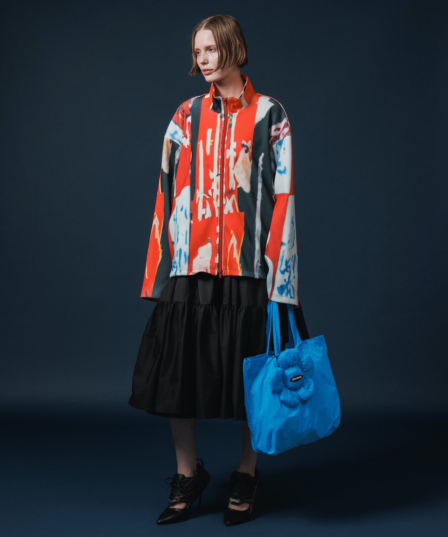 PRINT RIB ZIP-UP BLOUSON【納期10月下旬】