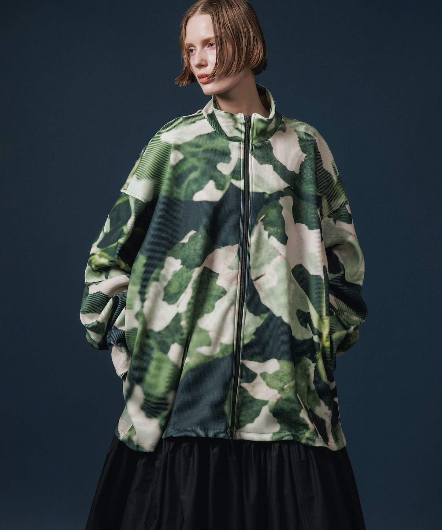 PRINT RIB ZIP-UP BLOUSON【納期10月下旬】