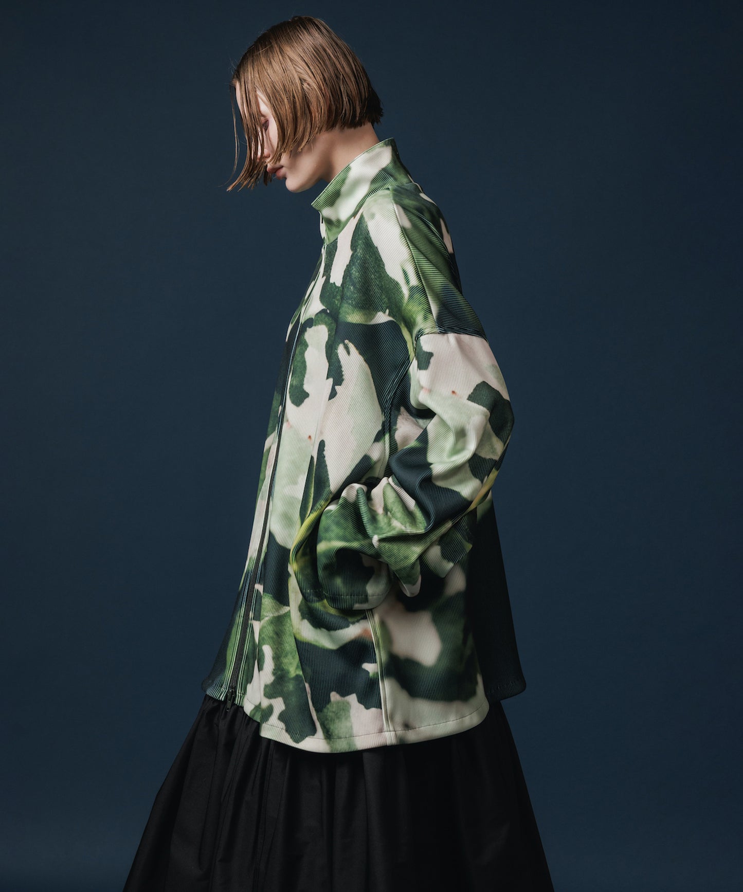 PRINT RIB ZIP-UP BLOUSON【納期10月下旬】