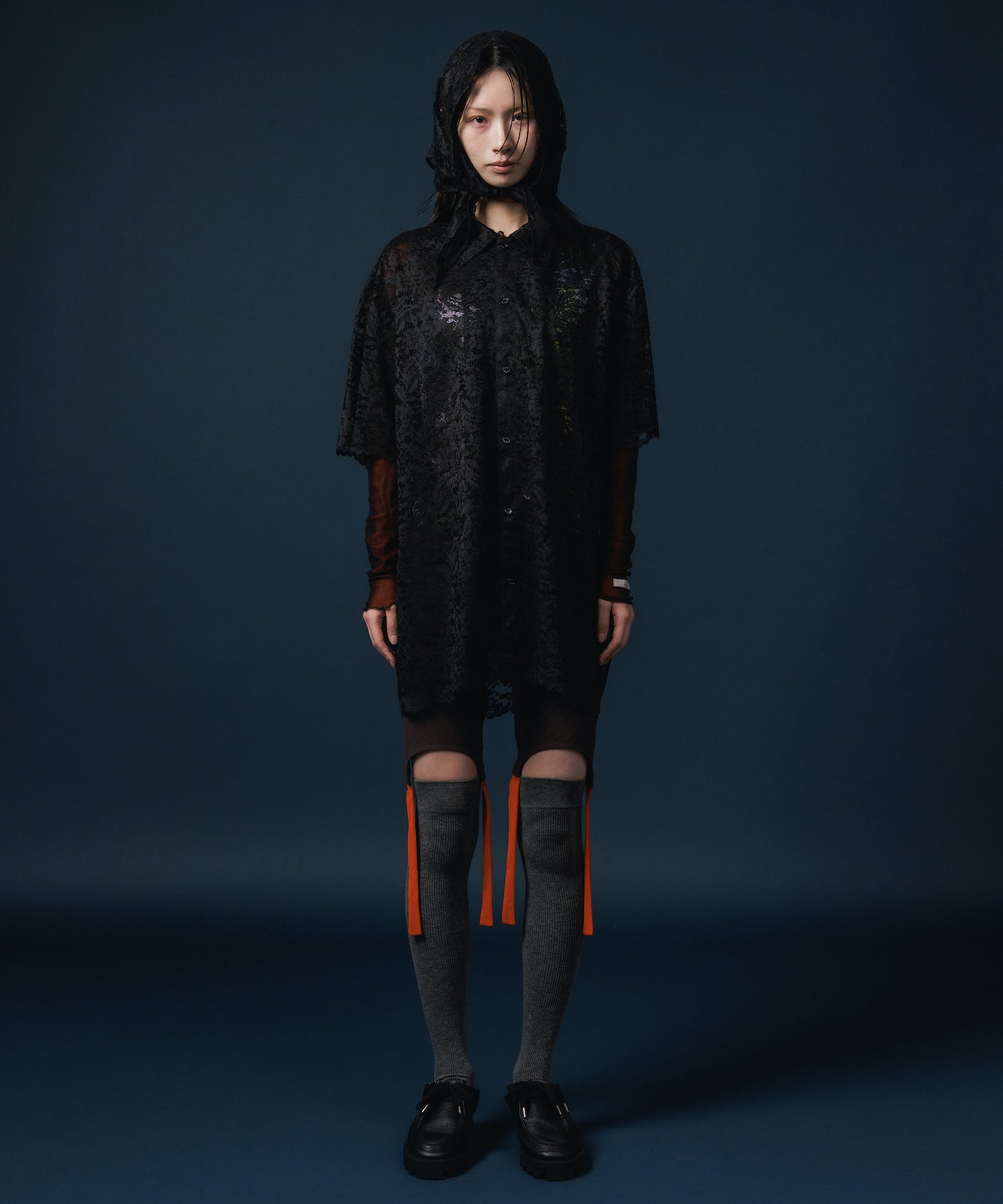 LACE HALF SLEEVE SHIRT & LACE SCARF 【納期8月下旬】