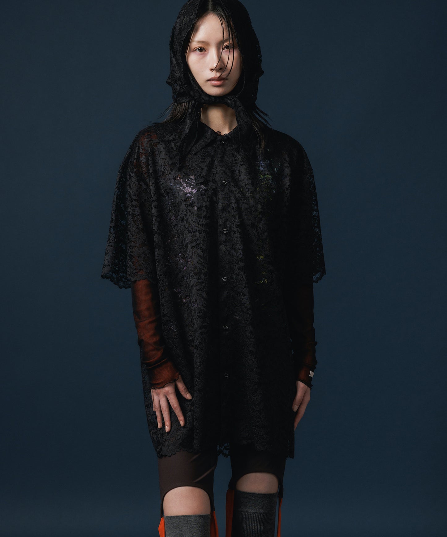 LACE HALF SLEEVE SHIRT & LACE SCARF 【納期8月下旬】