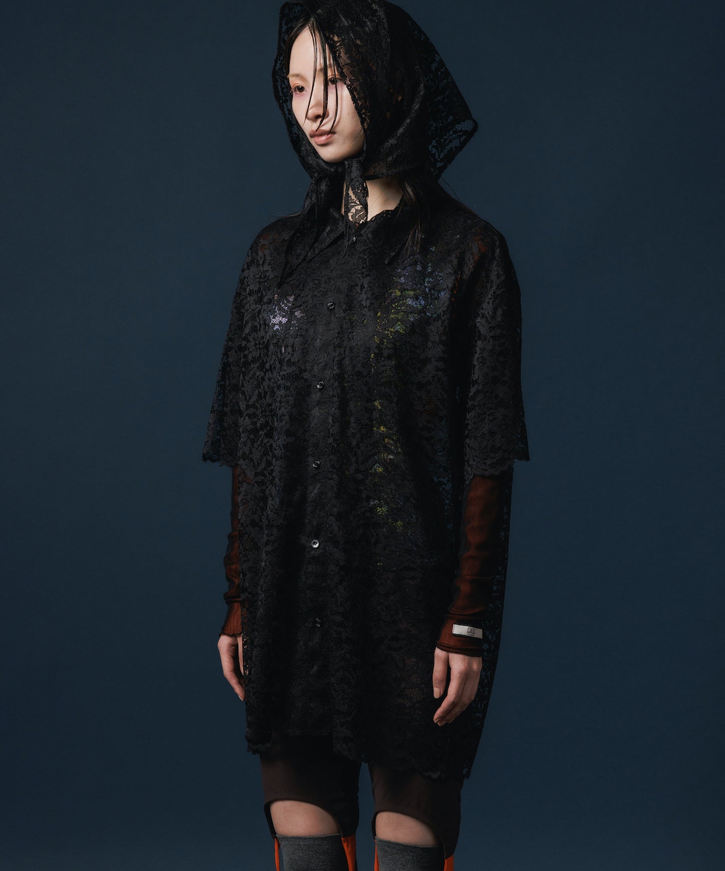 LACE HALF SLEEVE SHIRT & LACE SCARF 【納期8月下旬】