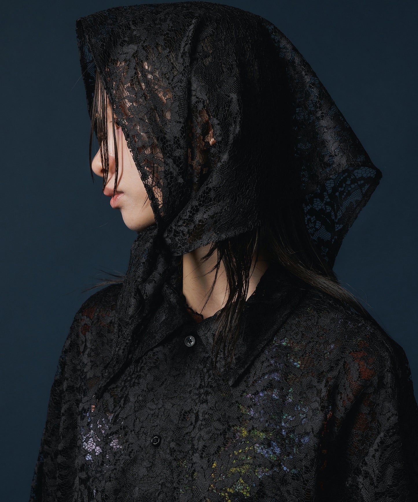 LACE HALF SLEEVE SHIRT & LACE SCARF 【納期8月下旬】