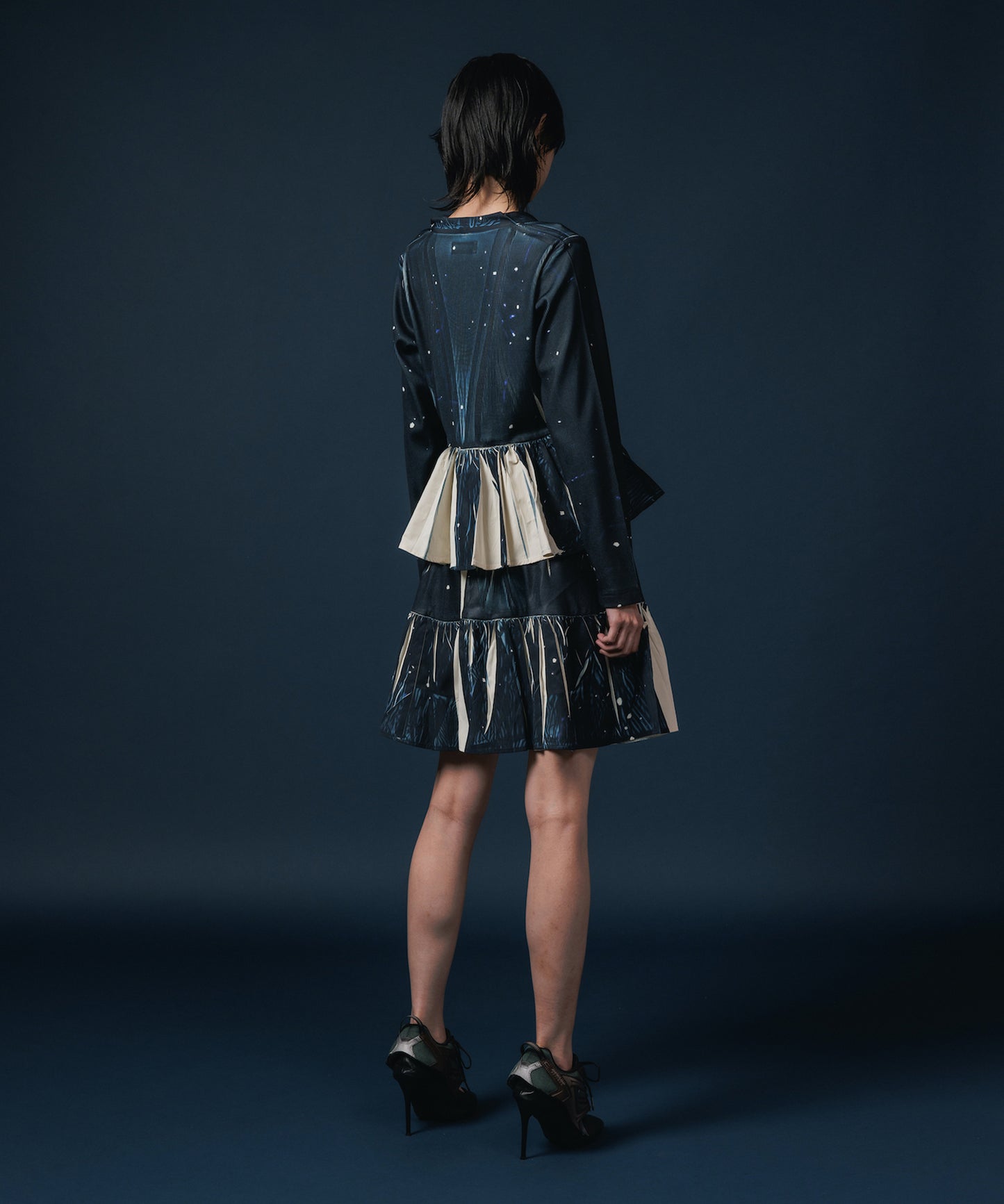 DIRECT PRINT RIB GATHER MINI SKIRT 【納期8月下旬】