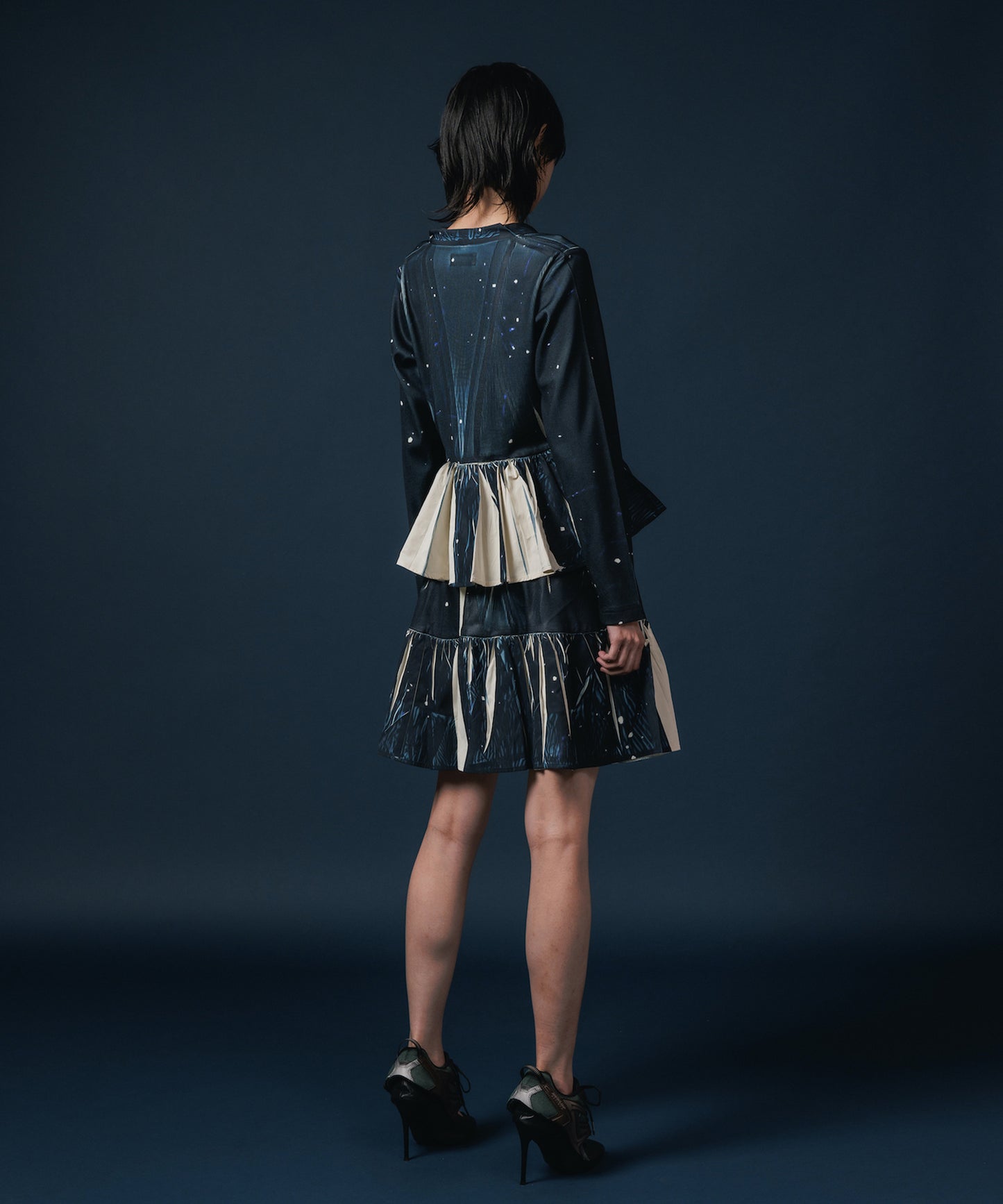 DIRECT PRINT RIB GATHER CARDIGAN 【納期8月下旬】