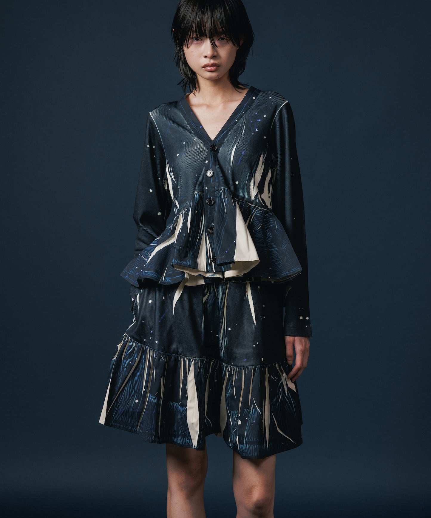 DIRECT PRINT RIB GATHER MINI SKIRT 【納期8月下旬】