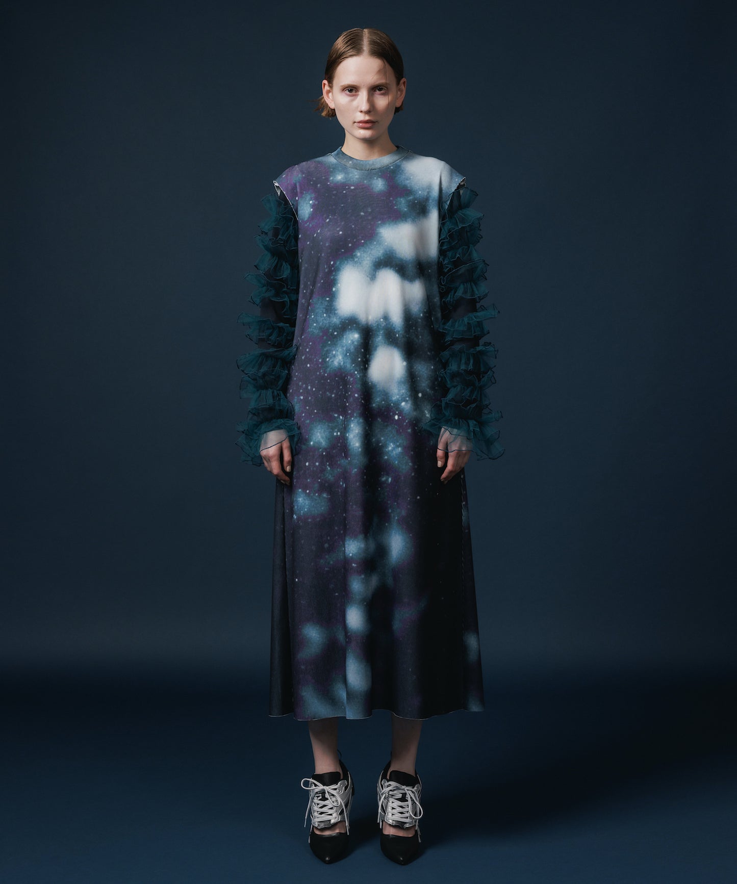 PRINT RIB NO SLEEVE ONE-PIECE 【納期8月下旬】
