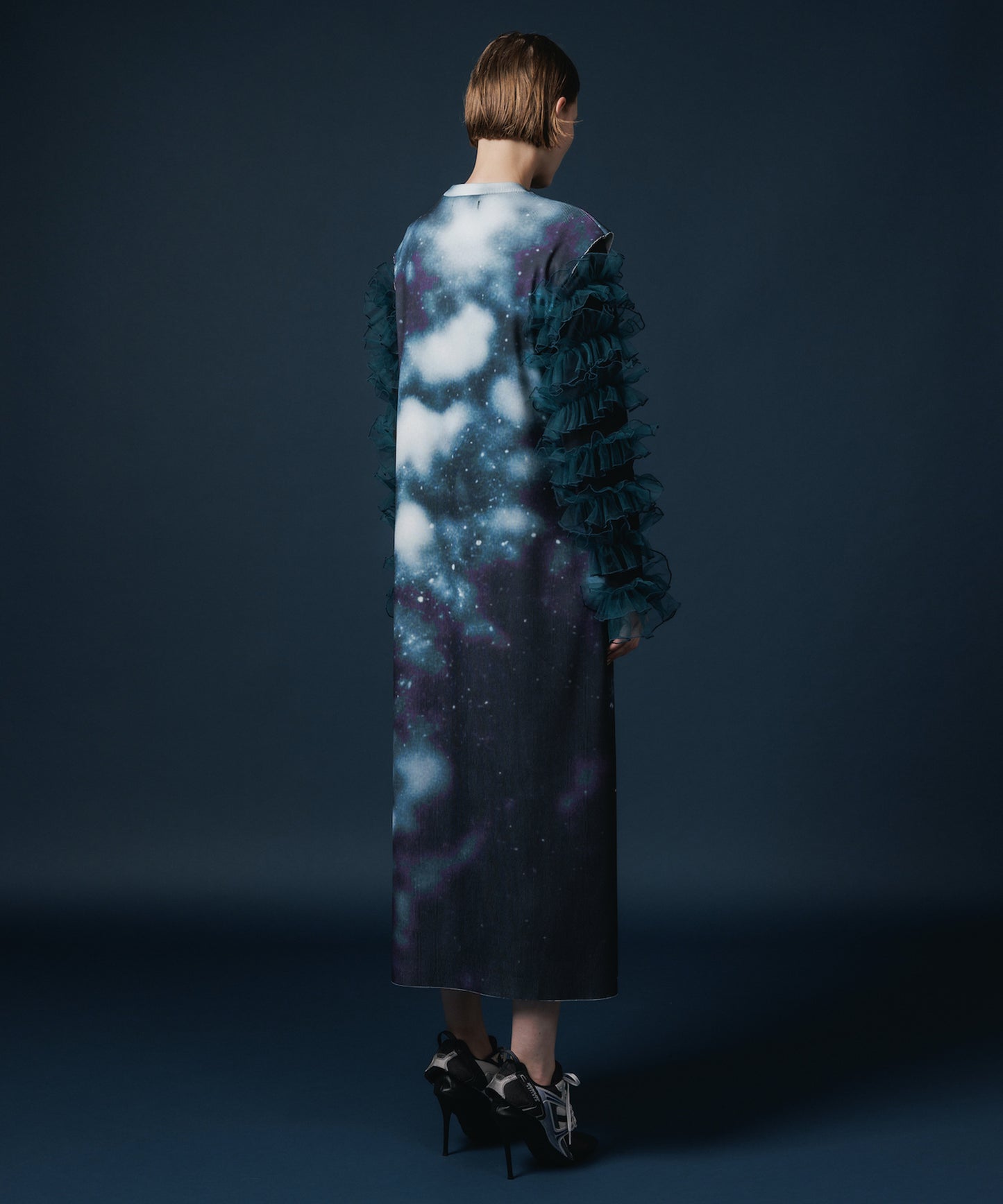 PRINT RIB NO SLEEVE ONE-PIECE 【納期8月下旬】