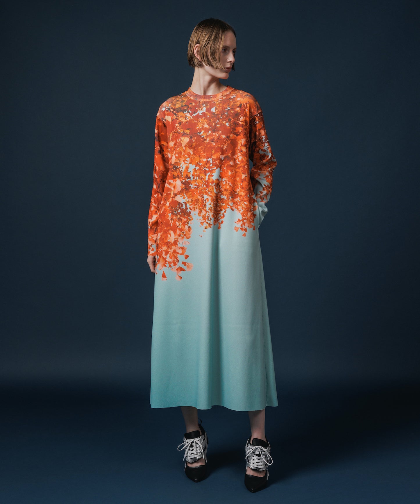 PRINT RIB L/S ONE-PIECE 【納期9月下旬】
