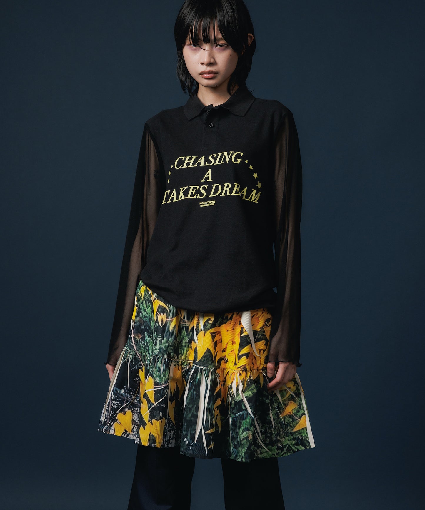 DIRECT PRINT RIB GATHER MINI SKIRT 【納期8月下旬】