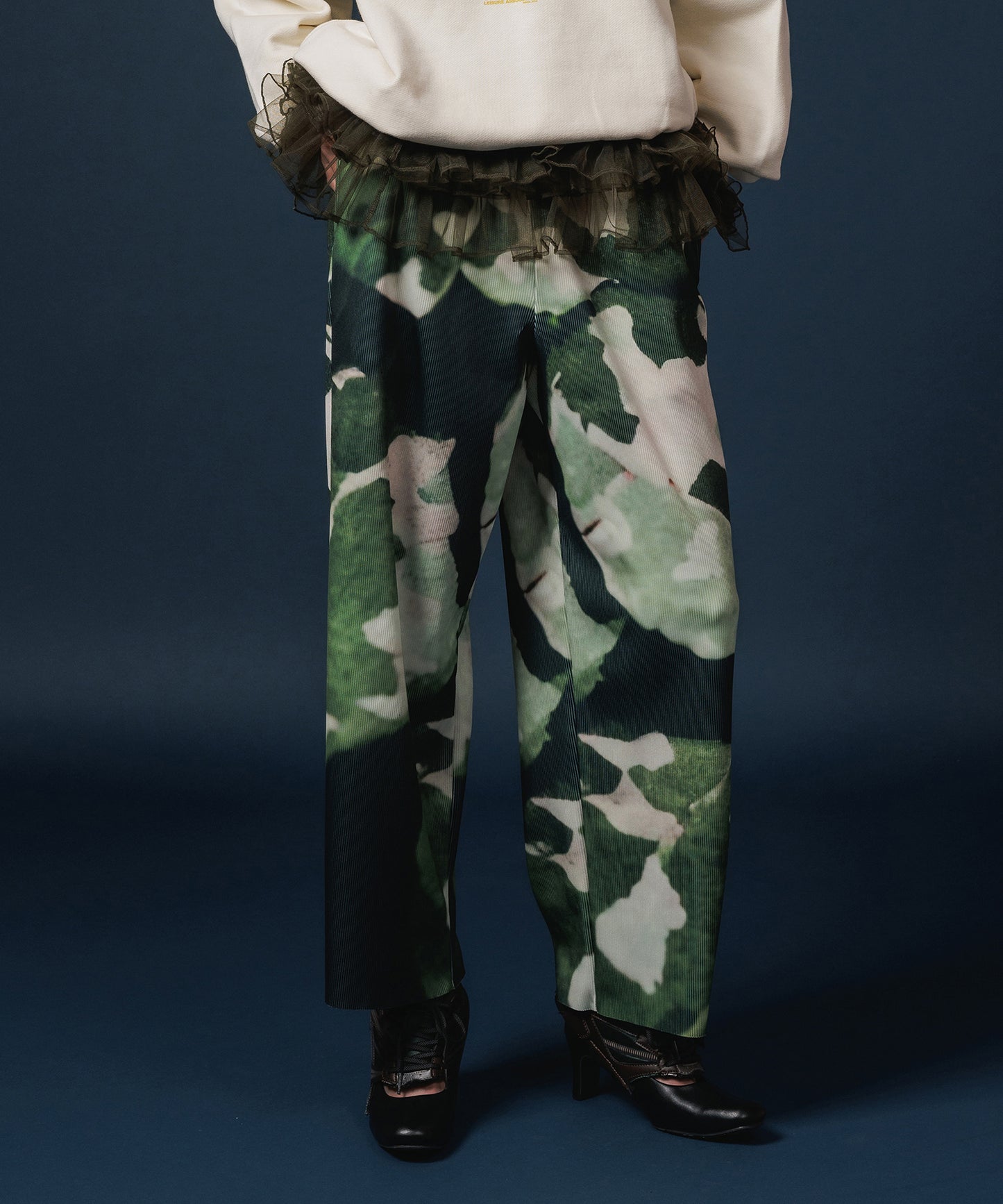 PRINT RIB WIDE PANTS【納期10月下旬】