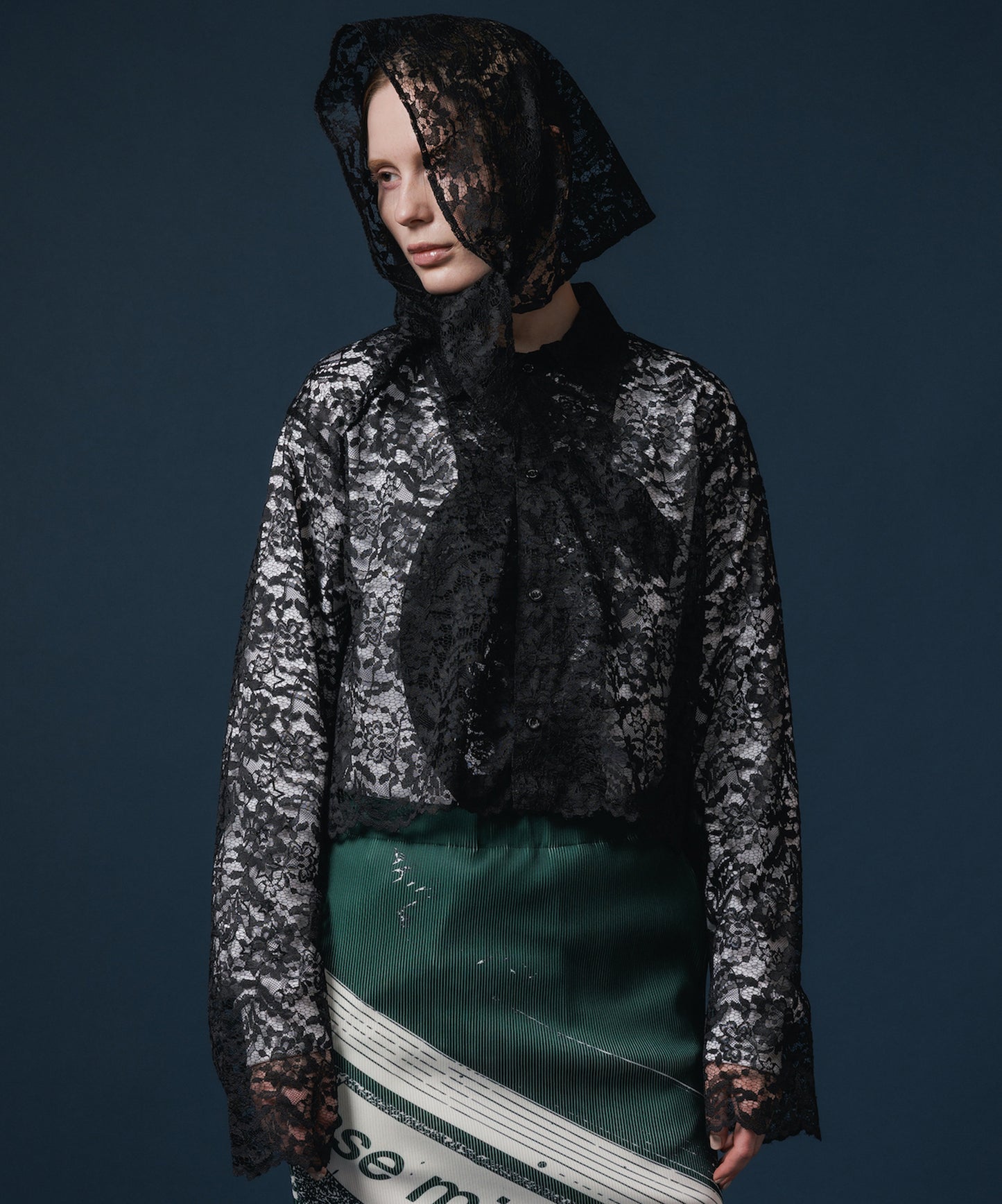 LACE LONG SLEEVE SHIRT & LACE SCARF 【納期8月下旬】