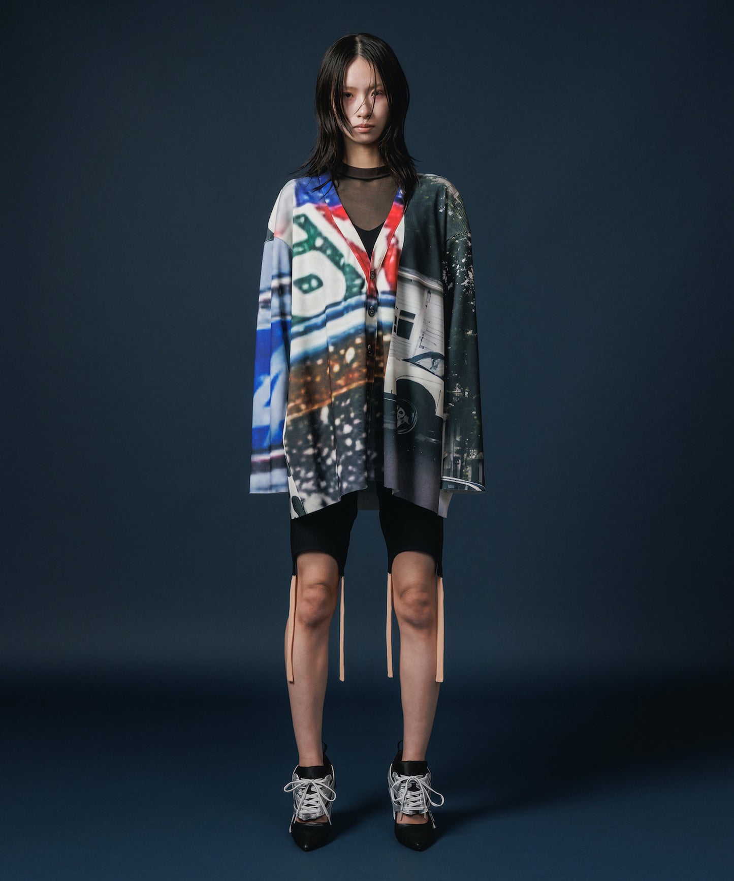 PRINT RIB BIG CARDIGAN 【納期9月下旬】